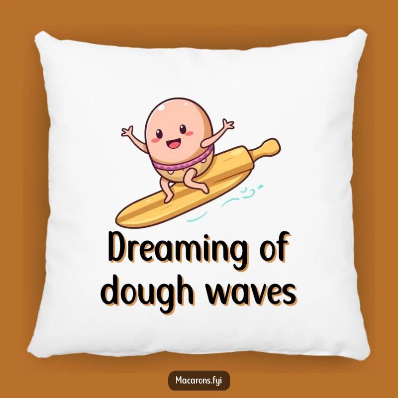 Funny Surfing Macaron Pillow: Cuddle Up with Adventure!