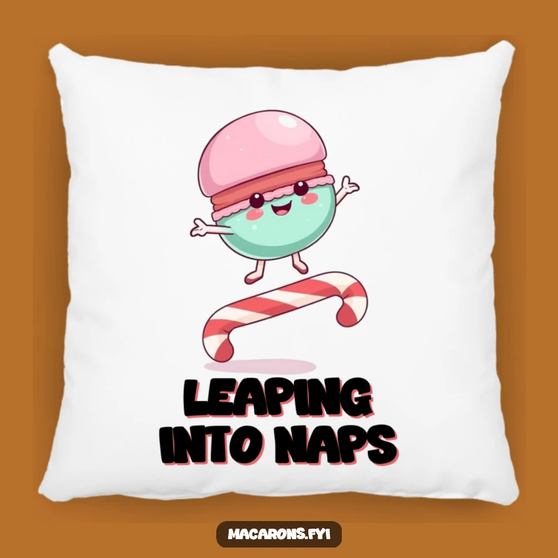 Funny Macaron Candy Cane Leap Pillow: Cozy Comfort with Sweet Joy, Ideal Funny Gift!