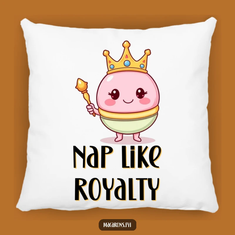 Funny Royal Macaron Pillow – Regal Comfort with a Smile