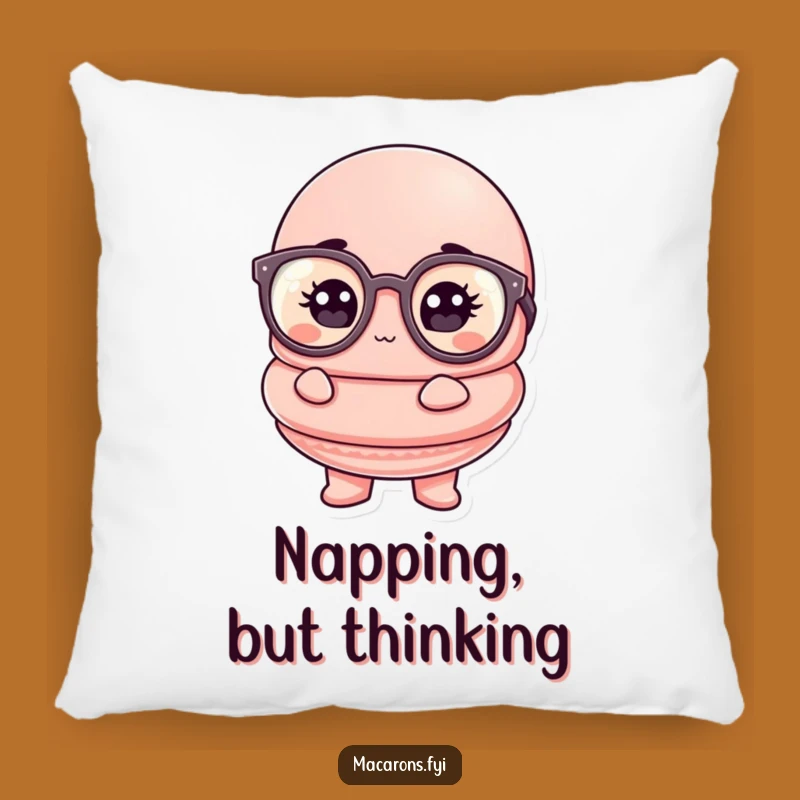 Funny Macaron Scholar Pillow: Cozy Thoughtful Glasses Decorative Cushion
