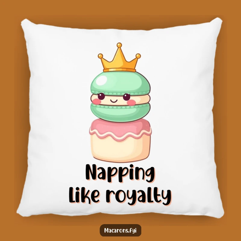 Funny Macaron King Pillow: Cozy Regal Character Cushion