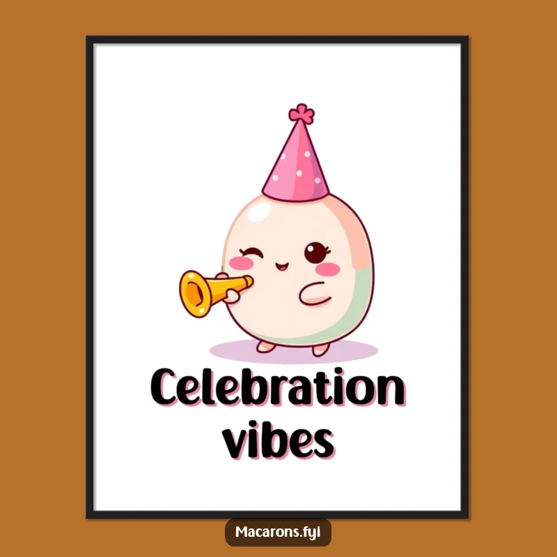 Funny Kawaii Macaron Party Digital Art: Instant Festivity, Perfect Printable Gift