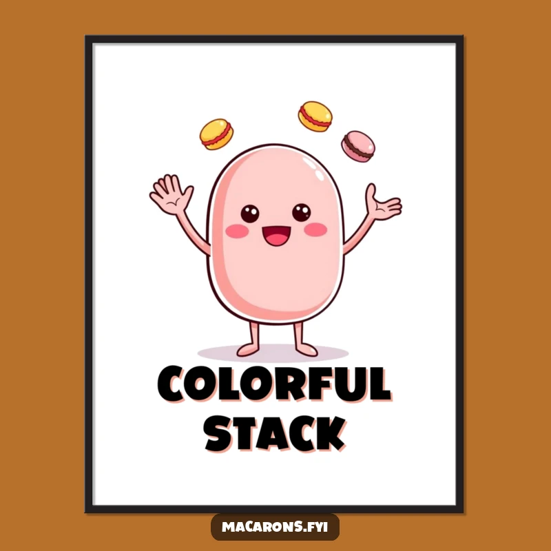 Funny Cheerful Macaron Juggler Digital Art - Instant Sweet Decor Downloadable Gift