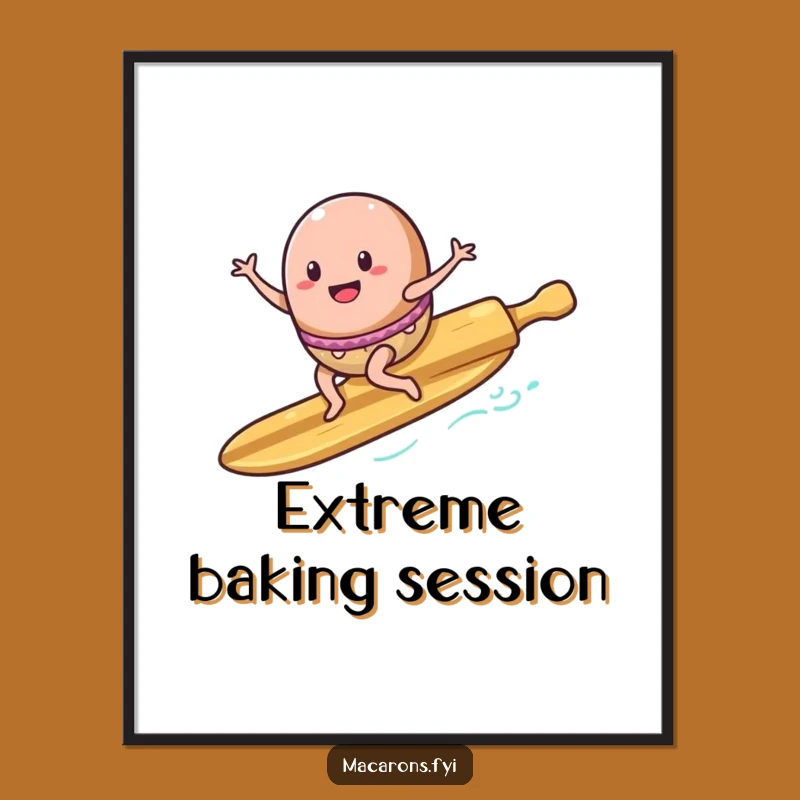Funny Surfing Macaron Rolling Pin Digital Art: Instant Action Decor!