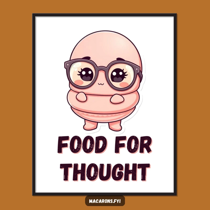 Funny Macaron Scholar Digital Art: Thoughtful Glasses Humorous Decor