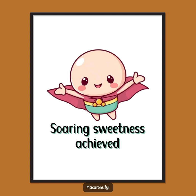 Funny Flying Macaron Hero Digital Art: Sweet Decor, Instant Heroic Charm, Funny Gift