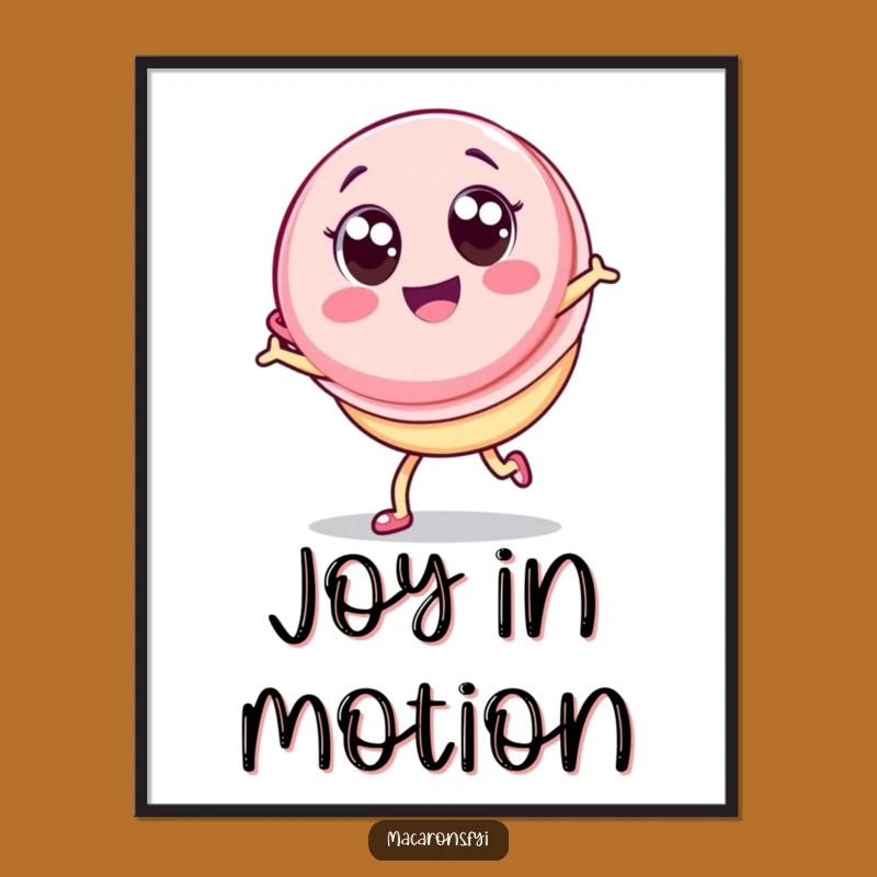 Funny Kawaii Macaron Cartwheel Digital Art: Instant Joy, Perfect Printable Gift