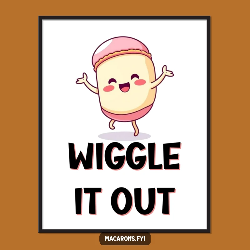 Funny Kawaii Macaron Dance Digital Print: Silly Character Art Instant Gift