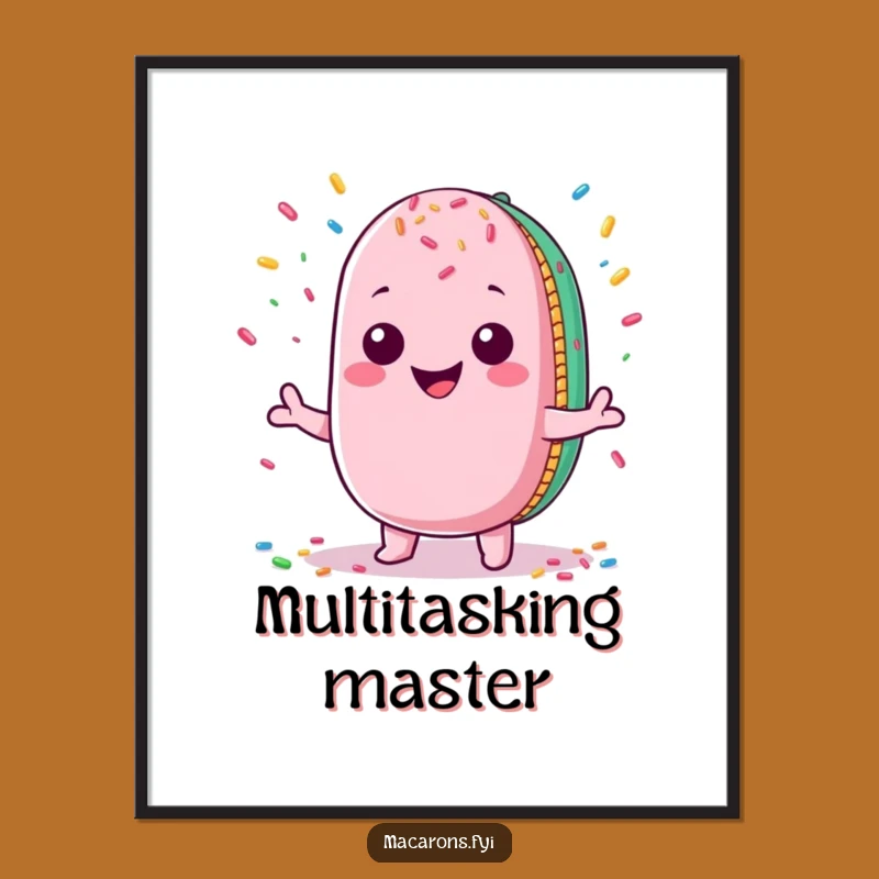 Funny Kawaii Macaron Juggling Digital Art: Instant Fun, Perfect Printable Gift