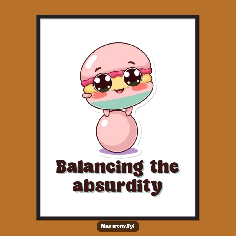 Funny Macaron Balance Digital Art: Instant Comedic Decor for Your Walls