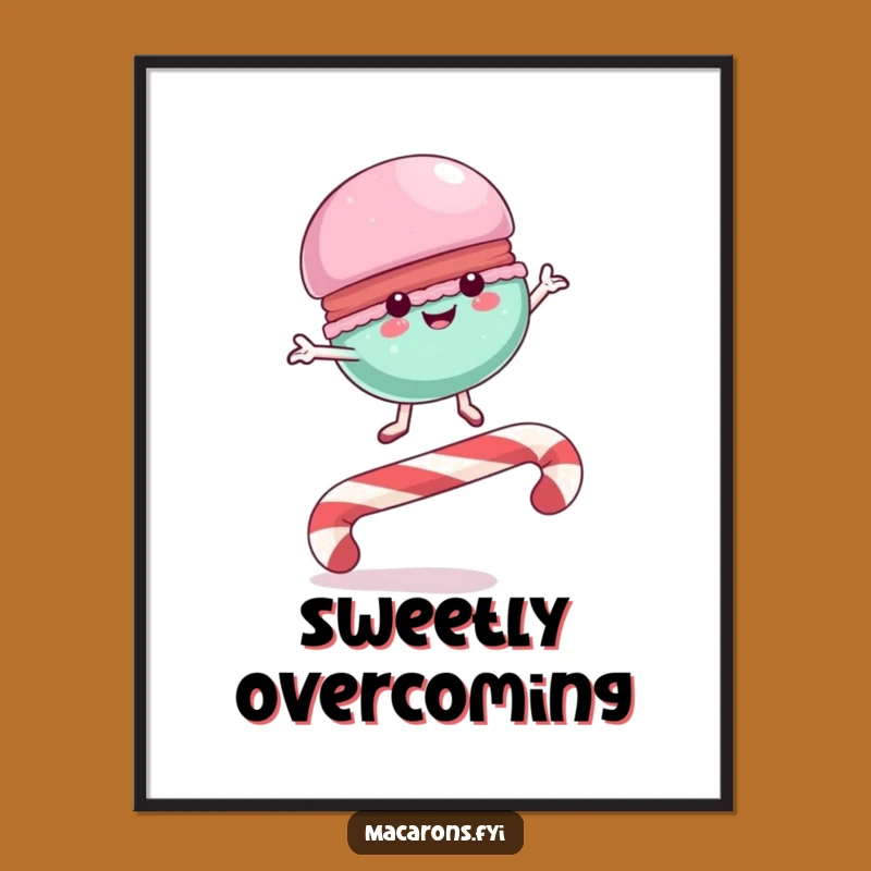 Funny Macaron Candy Cane Leap Digital Art: Joyful Sweet Decor, Instant Fun, Perfect Funny Gift!