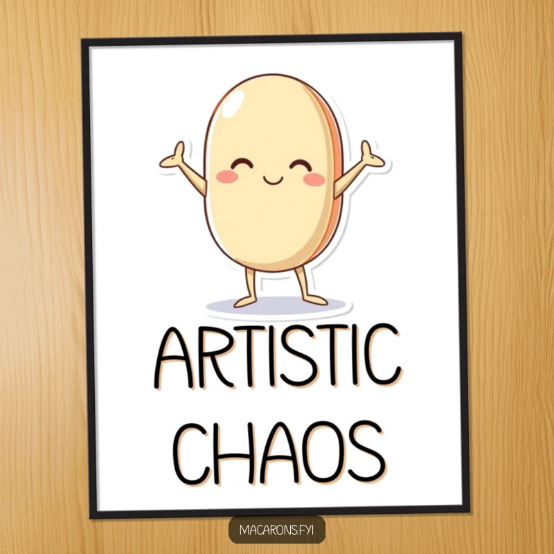 Funny macaron digital art print of a character in a hilarious akimbo pose, radiating joy and lightheartedness for instant digital display.