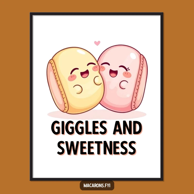 Funny Macaron Friends Digital Art: Giggling Duo Print, Instant Cheerful Decor