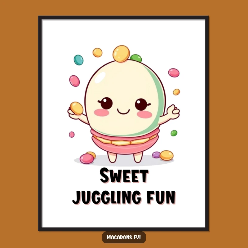 Funny Macaron Juggler Digital Art: Candy Fun Smiling Decor