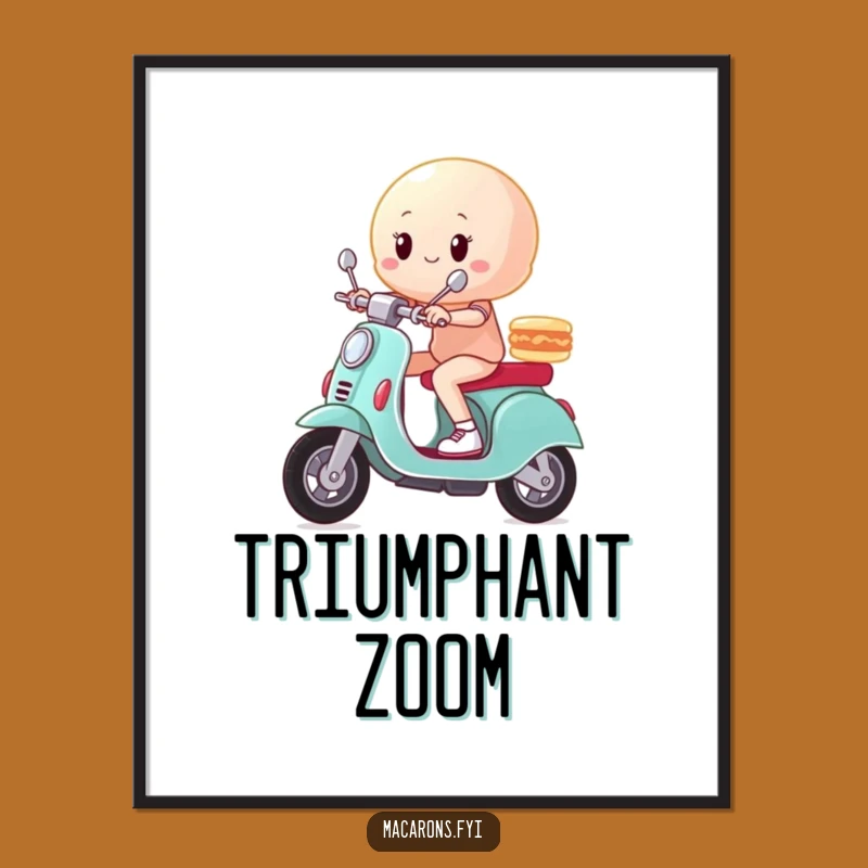 Funny Macaron Scooter Digital Print: Instant Speed and Triumph for Your Walls