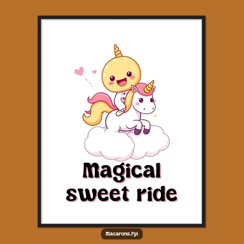 Funny Macaron Unicorn Ride Digital Art: Magical Decor, Instant Whimsy, Perfect Funny Gift!