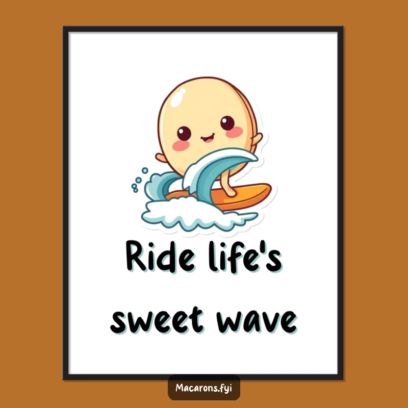 Funny Surfing Macaron Digital Art - Joyful Wave Print Gift!