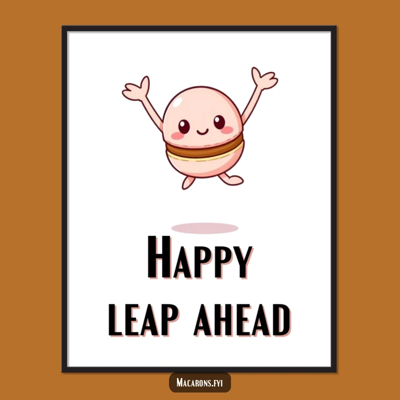 Funny Kawaii Macaron Leap Digital Art: Instant Joy, Perfect Printable Gift