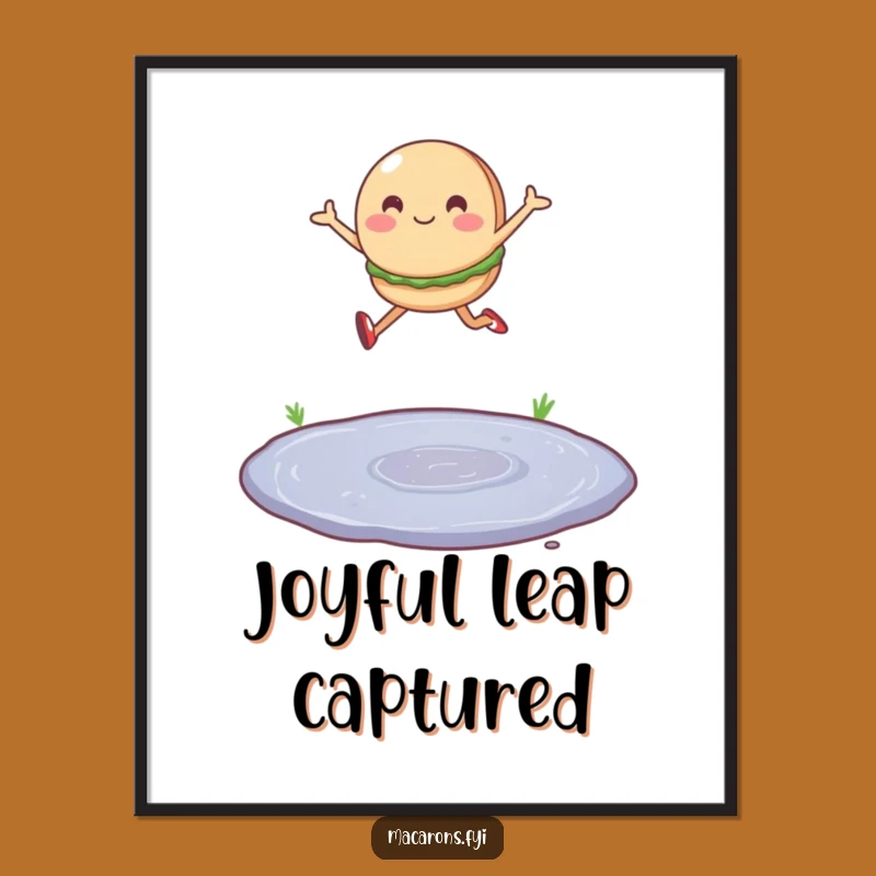 Funny Macaron Leap Digital Art: Instant Joy for Your Walls