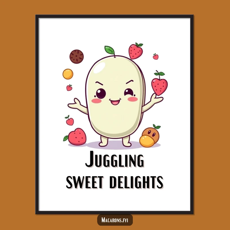 Funny Juggling Macaron Fruit Digital Art: Instant Playful Decor!