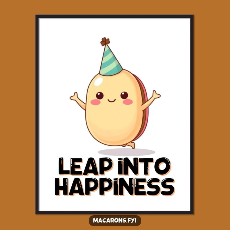 Funny Cheerful Macaron Jumping Digital Art - Party Hat Joyful Print Gift!