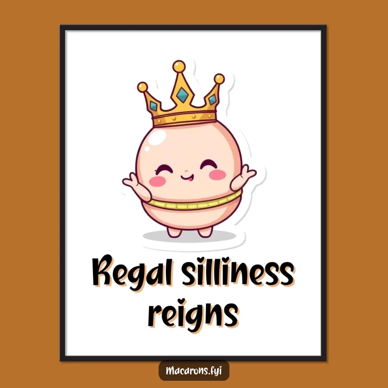 Funny Crowned Macaron Digital Art: Instant Royal Humor Print