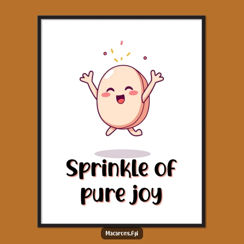 Funny Macaron Sprinkle Leap Digital Art: Instant Joyful Artwork!