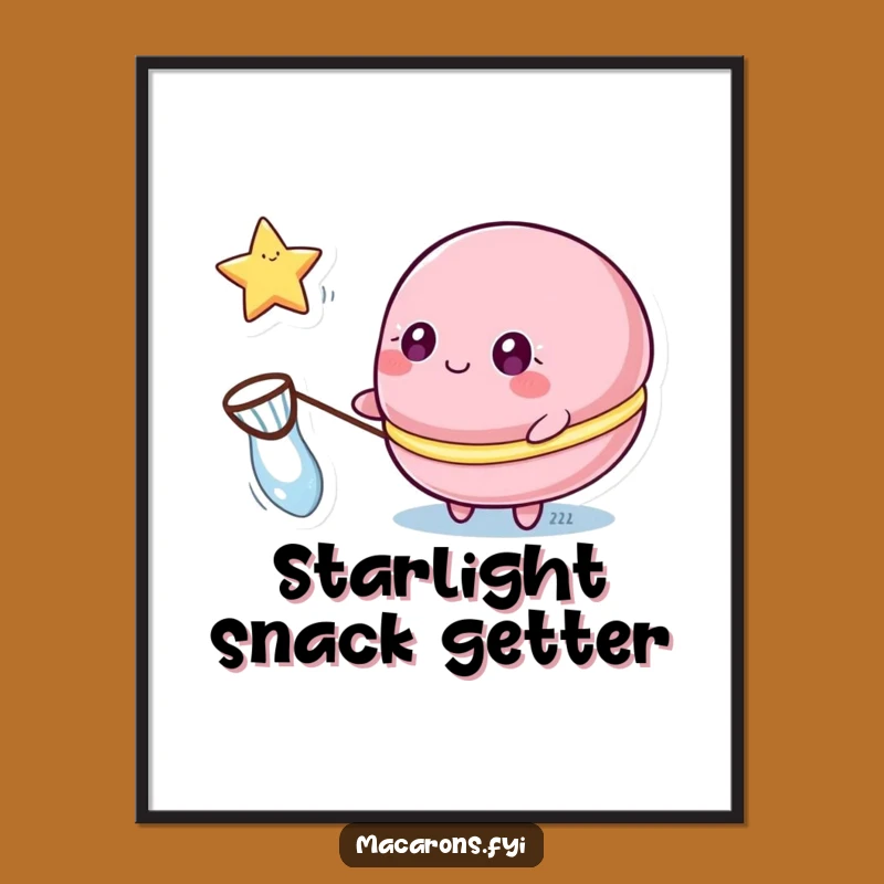 Funny Macaron Star Catcher Digital Art: Instant Magic for Walls!
