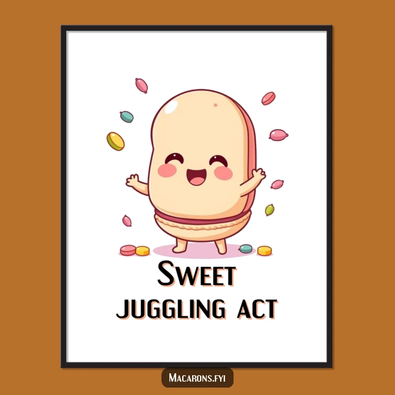 Funny Macaron Juggling Candy Digital Art: Sweet Decor, Instant Fun, Perfect Funny Gift!