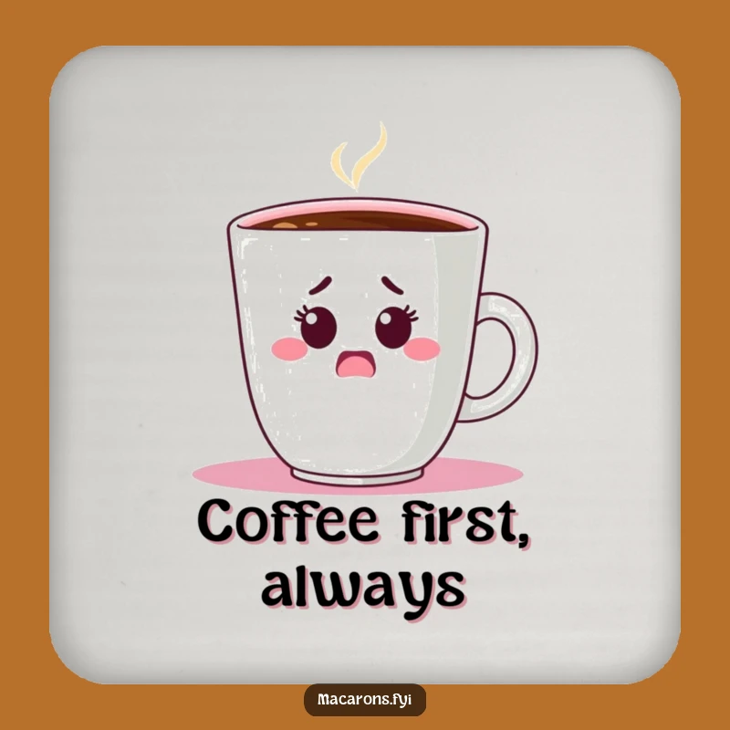 Funny Shocked Macaron Coffee Coaster: Protect Surfaces with Humor!