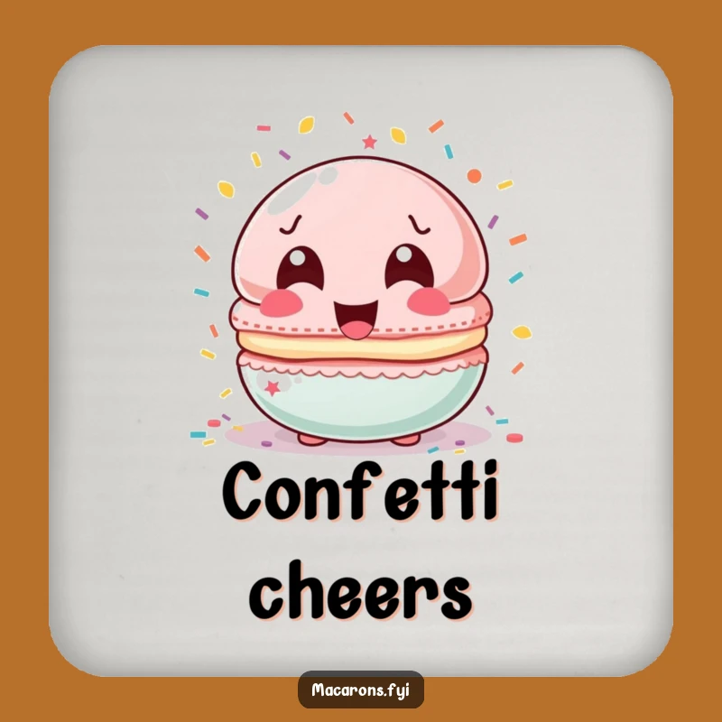 Funny Confetti Macaron Coaster: Protect Surfaces with Party Humor