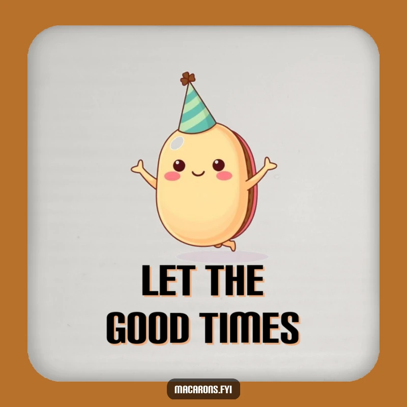 Funny Cheerful Macaron Drink Coaster - Jumping Party Hat Protection Gift!