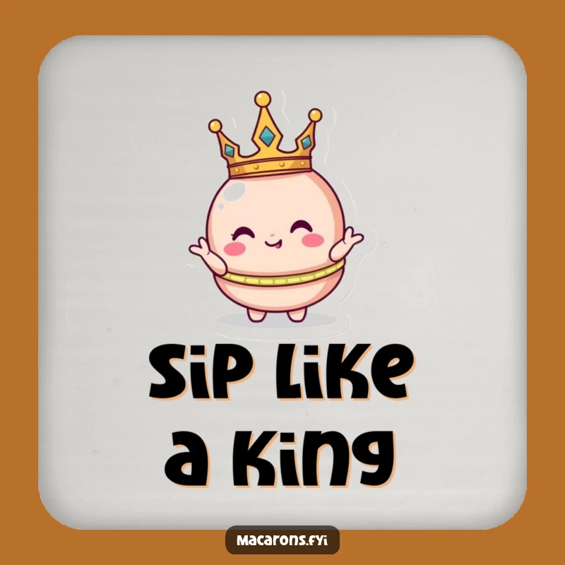 Funny Crowned Macaron Coaster: Royal Protection for Your Surfaces