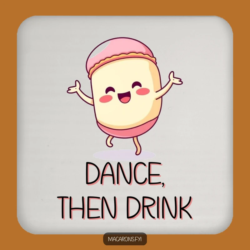 Funny Kawaii Macaron Dance Coasters: Silly Character Decor Gift