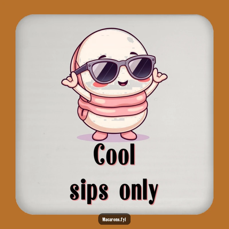 Funny Kawaii Macaron Sunglasses Coasters: Cool Posing Character Decor Gift