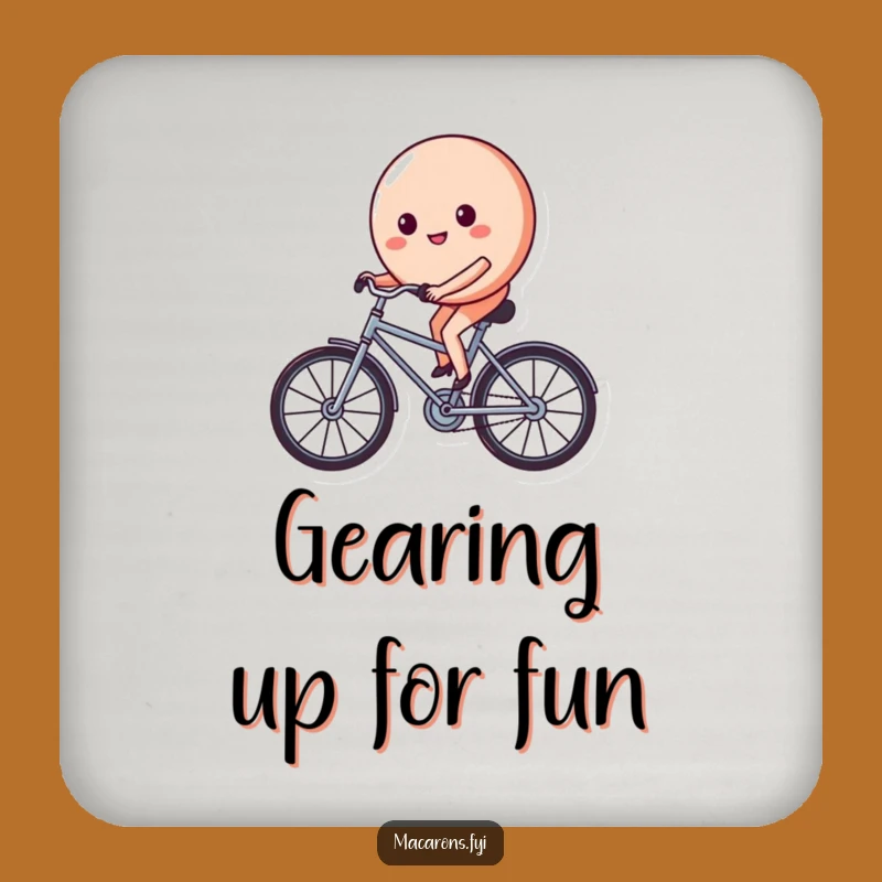 Funny Macaron Bicycle Coaster: Protect Surfaces with a Determined Sweet Treat's Ride!