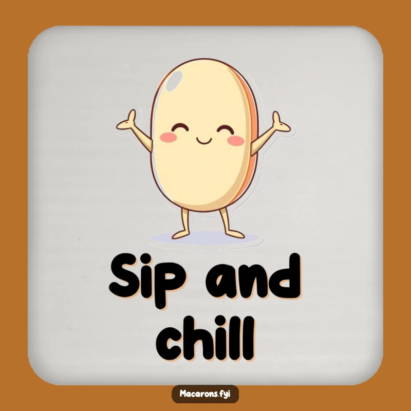 Funny Macaron Coaster Set: Protect Surfaces with This Akimbo Character Humor Gift