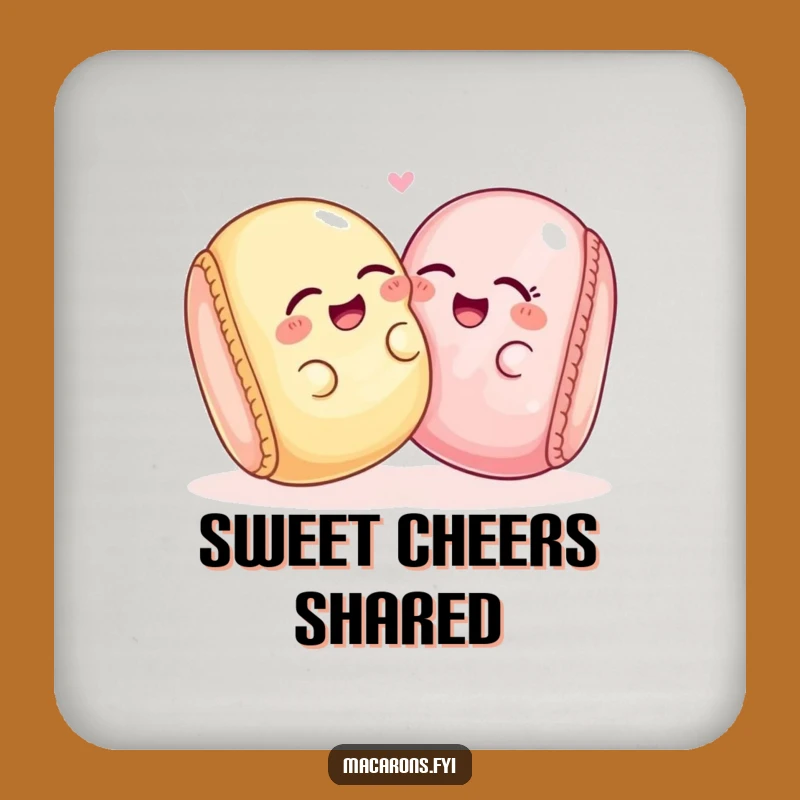 Funny Macaron Friends Coaster: Giggling Duo Protection, Hilarious Table Saver