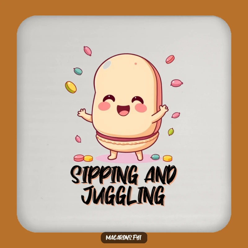 Funny Macaron Juggling Candy Coasters: Protect Tables with Sweet Fun, Unique Funny Gift!