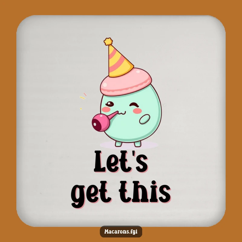 Funny Macaron Party Blower Coaster: Comedic Character Drink Accessory