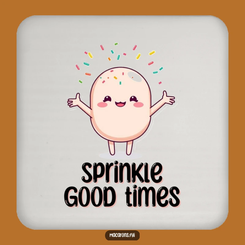 Funny Macaron Sprinkle Shower Coaster: Joyful Pastry's Sweet Surface Gift