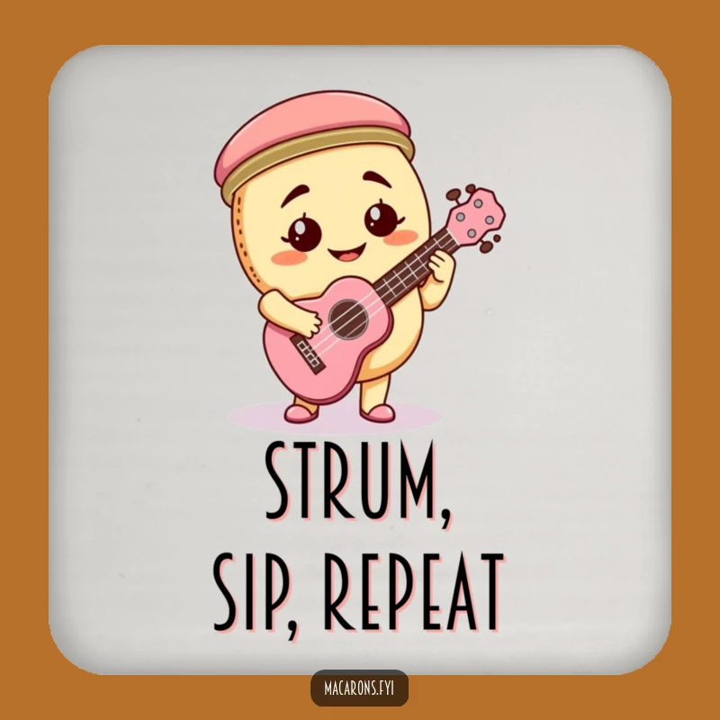 Funny Macaron Ukulele Coaster: Protect Surfaces with Musical Humor