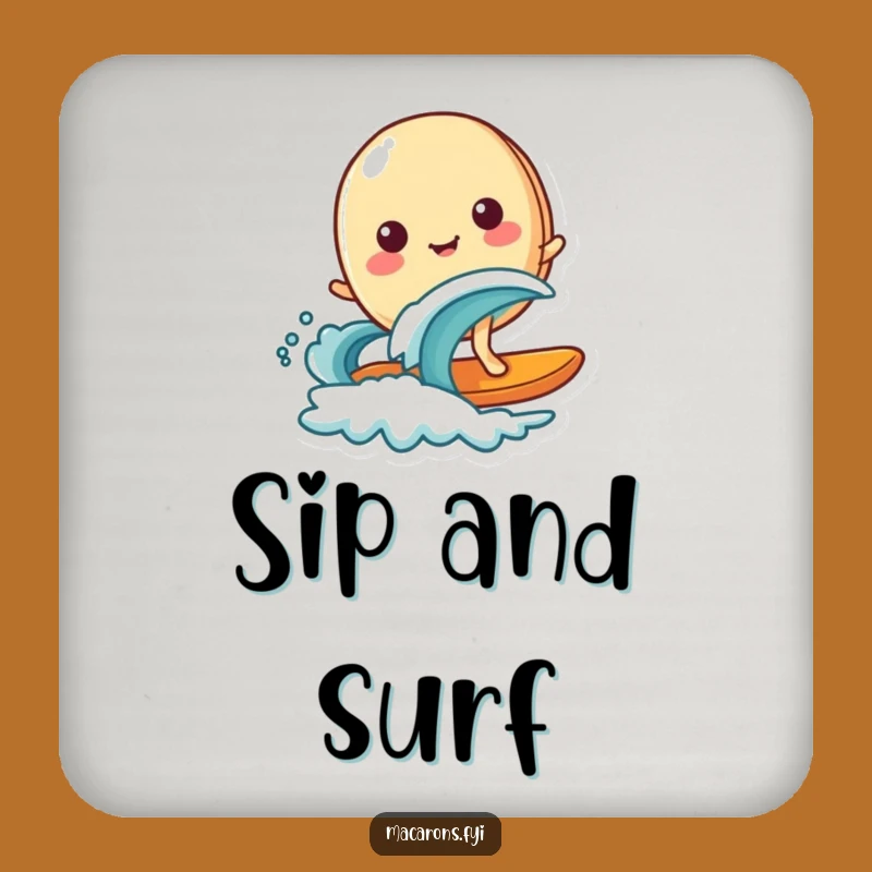 Funny Surfing Macaron Drink Coaster - Joyful Wave Rider Protection Gift!