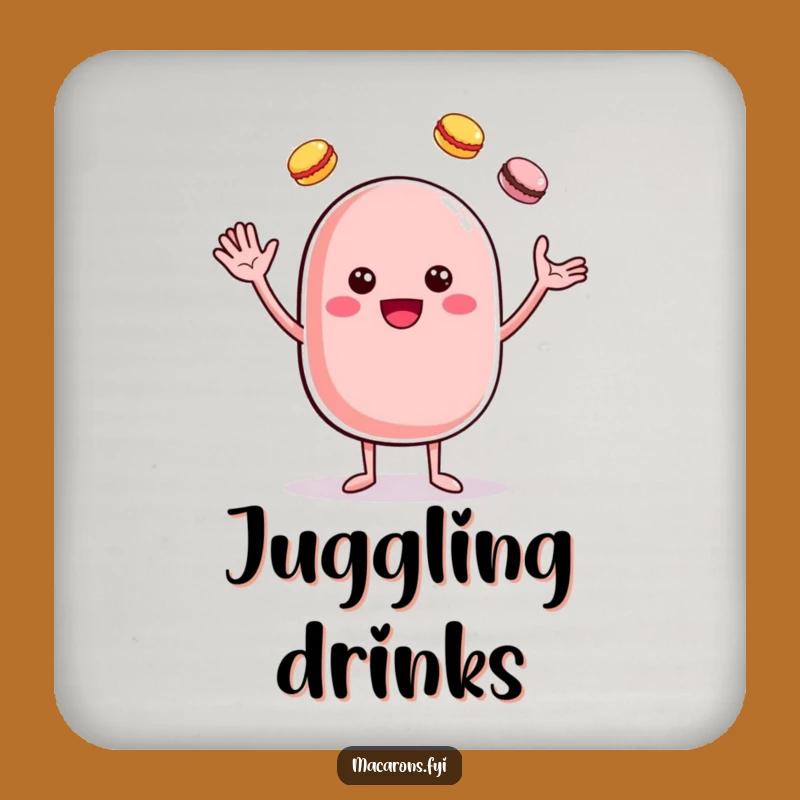 Funny Cheerful Macaron Juggler Coaster Set - Protect Surfaces with Sweet Style