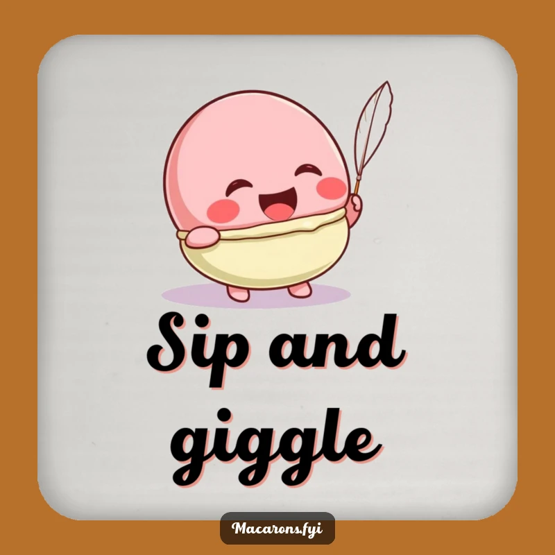 Funny Kawaii Macaron Tickle Coasters: Laughing Character Decor Gift