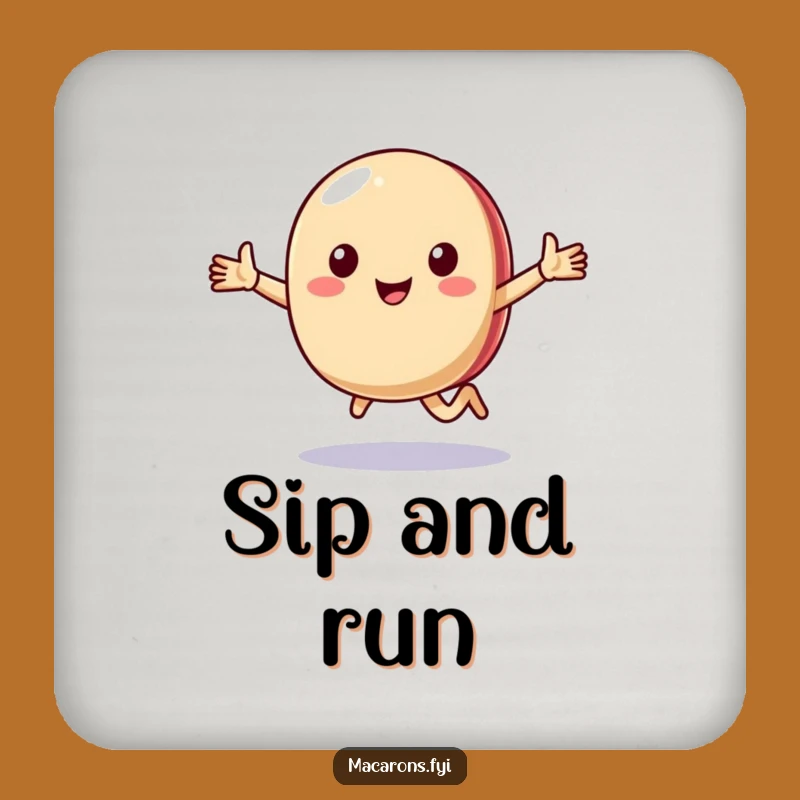 Funny Macaron Running Coaster: Happy Protection, Hilarious Table Saver