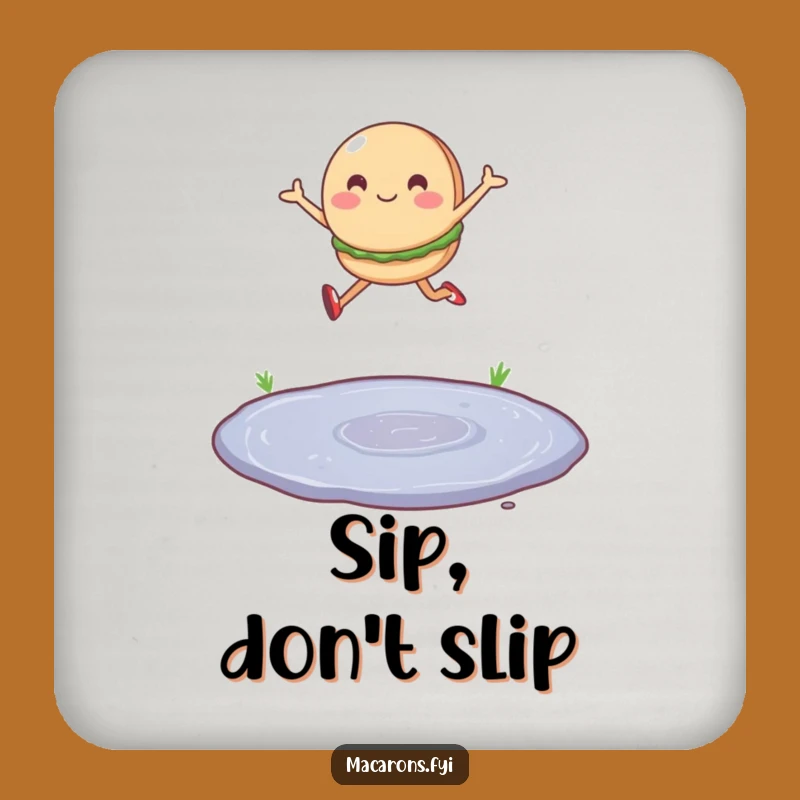 Funny Macaron Leap Coaster: Protect Surfaces with Cheerful Flair