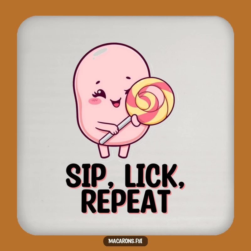 Funny Kawaii Macaron Lollipop Coasters: Winking Character Sweet Decor Gift