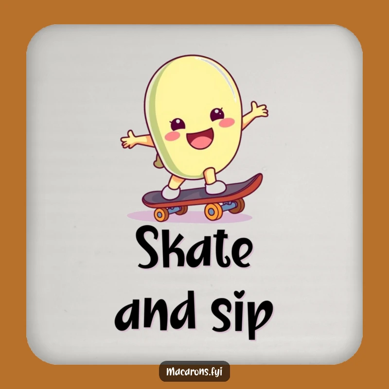 Funny Skater Macaron Coaster Set - Protect Surfaces with Street Style