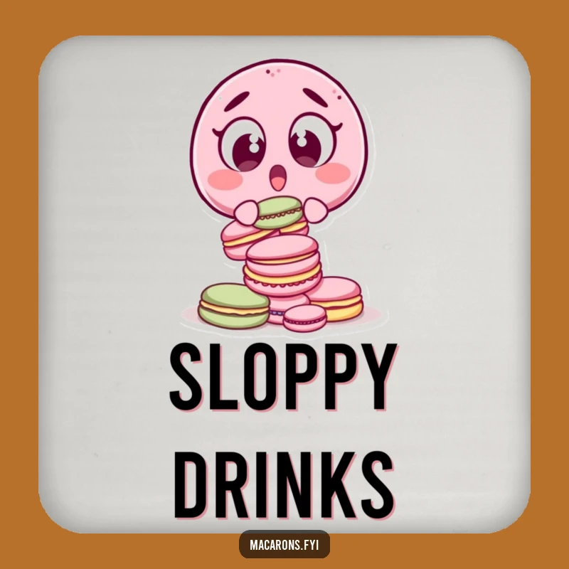 Funny Surprised Macaron Dropping Coaster Set - Protect Surfaces from Oopsies